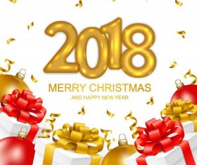 2018 christmas with gift box vectors