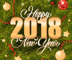 2018 christmas with new year fir tree background vector