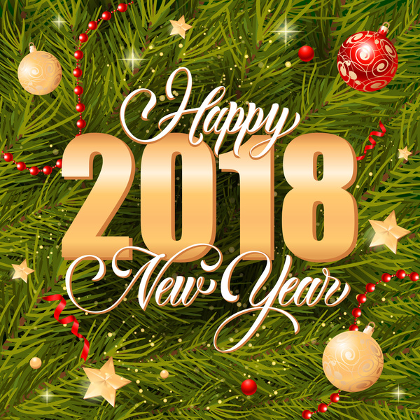 2018 christmas with new year fir tree background vector