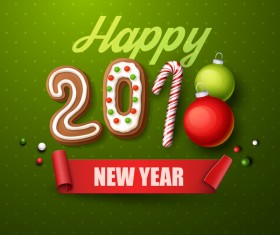 2018 happy new year green background vector
