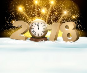 2018 new year background with 2018 and firework vector 01