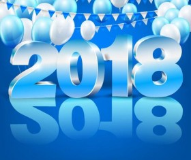 2018 new year background with balloons vector
