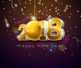 2018 new year background with confetti vector material 01