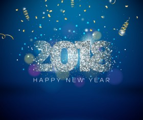 2018 new year background with confetti vector material 02