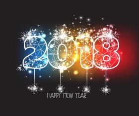 2018 new year background with firework effect vector