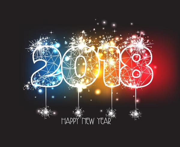 2018 new year background with firework effect vector