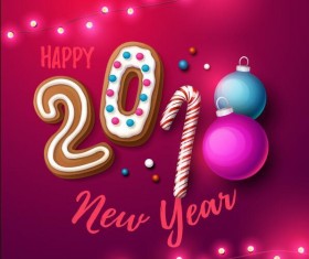 2018 new year background with sweet vector