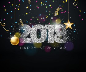 2018 new year confetti with black background vector