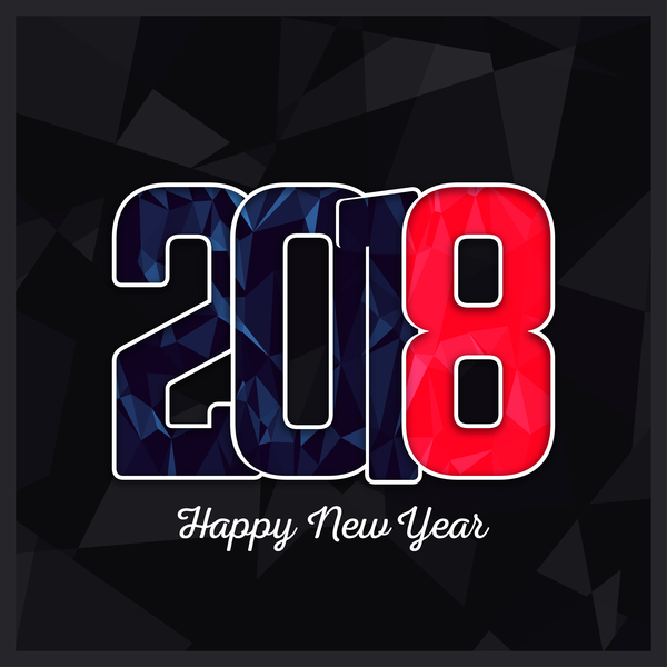 2018 new year geometric shape dark background vector
