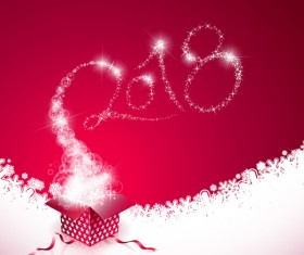 2018 new year gift box background vectors
