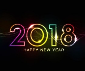 2018 new year neon effect design vector