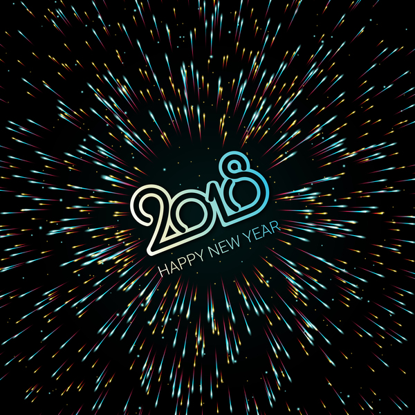 2018 new year shining vectors background 01