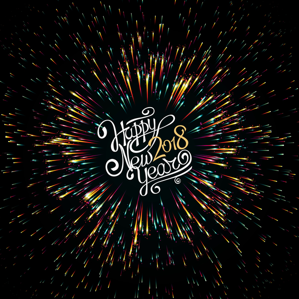 2018 new year shining vectors background 02