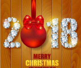 2018 new year with christmas background vector material