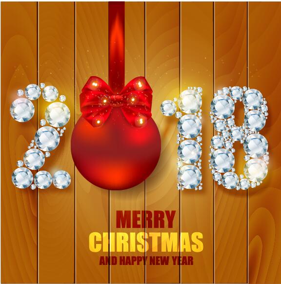 2018 new year with christmas background vector material