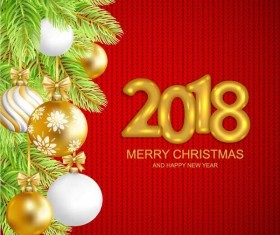 2018 new year with christmas red fabric background vector