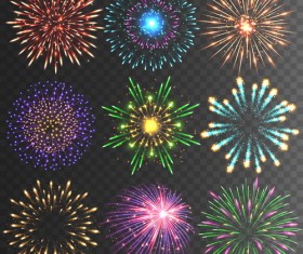 6 firework effect vector illustration