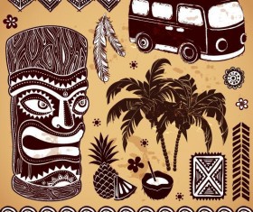Africa travel elements vintage vector 01