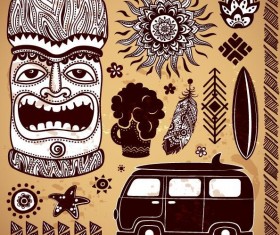 Africa travel elements vintage vector 02