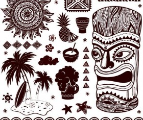 Africa travel elements vintage vector 03