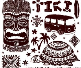 Africa travel elements vintage vector 04