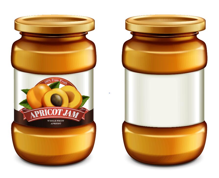 Apricot jam package jar vector