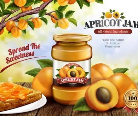 Apricot jam poster template vector