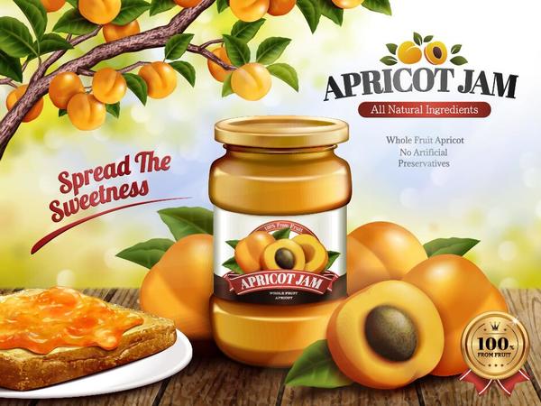 Apricot jam poster template vector