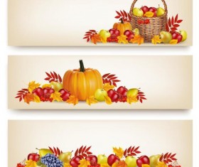 Autumn holiday banners vector set 03