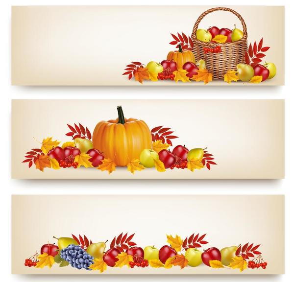 Autumn holiday banners vector set 03