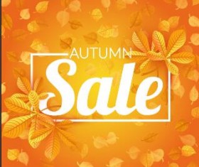 Autumn sale with leaves background vector 01