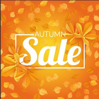 Autumn sale with leaves background vector 01