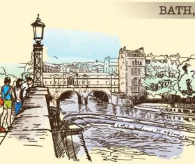 BATH UK painted sketch vector