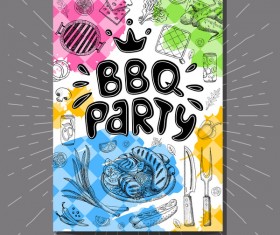 BBO Party flyer hand drawn template vectors 08
