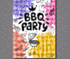 BBO Party flyer hand drawn template vectors 09