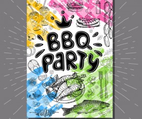 BBO Party flyer hand drawn template vectors 10