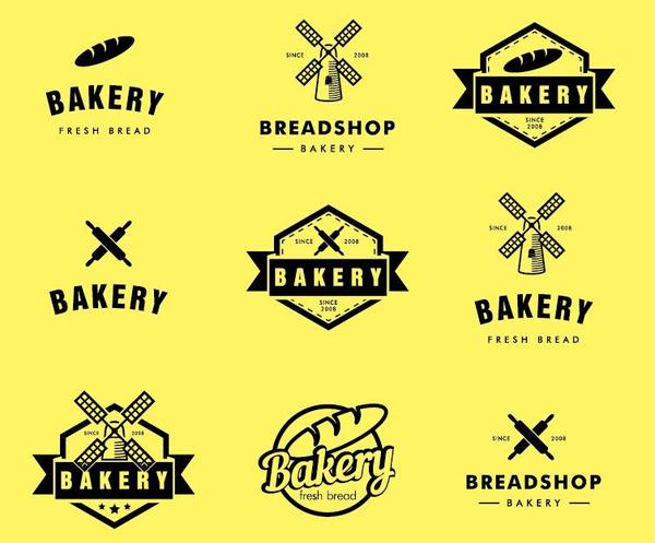 Bakey labels with logos vectors