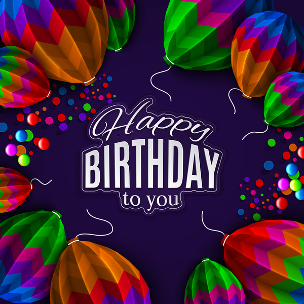 Balloon frame with birthday background vector free download