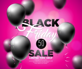 Balloons with black friday sale background vector 04