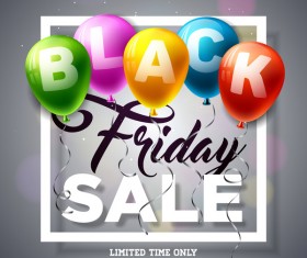 Balloons with black friday sale background vector 05