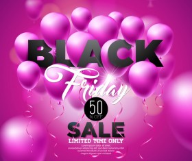 Balloons with black friday sale background vector 06
