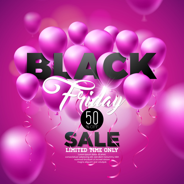 Balloons with black friday sale background vector 06