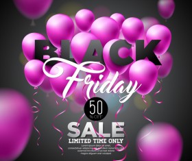 Balloons with black friday sale background vector 07
