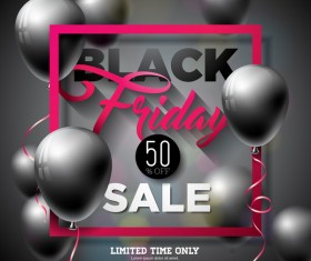 Balloons with black friday sale background vector 08