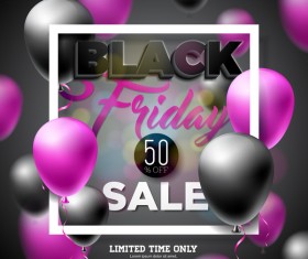 Balloons with black friday sale background vector 09