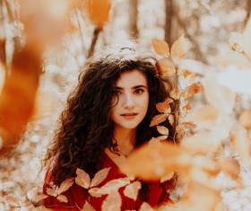 Beautiful girl in autumn outdoors Stock Photo