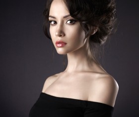 Beautiful girl in black evening dress Stock Photo 02