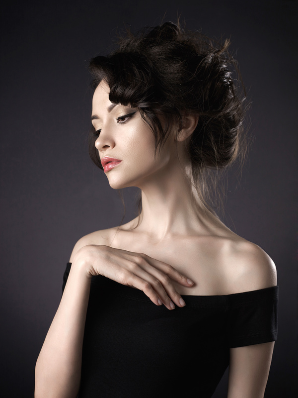 Beautiful girl in black evening dress Stock Photo 03
