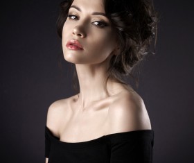 Beautiful girl in black evening dress Stock Photo 04