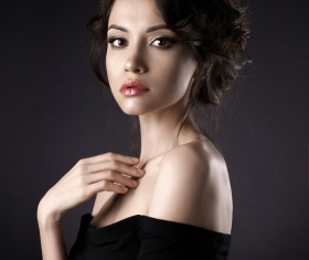 Beautiful girl in black evening dress Stock Photo 06